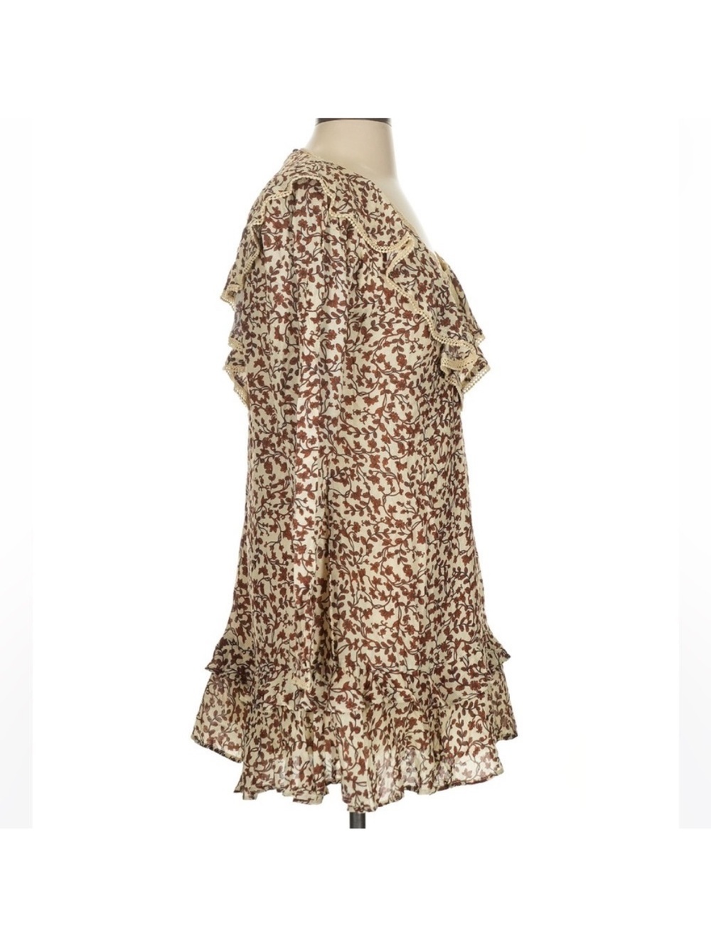 Tularosa Alicia mini dress in the Priya Camel Floral pattern Women’s Small - Picture 4 of 7
